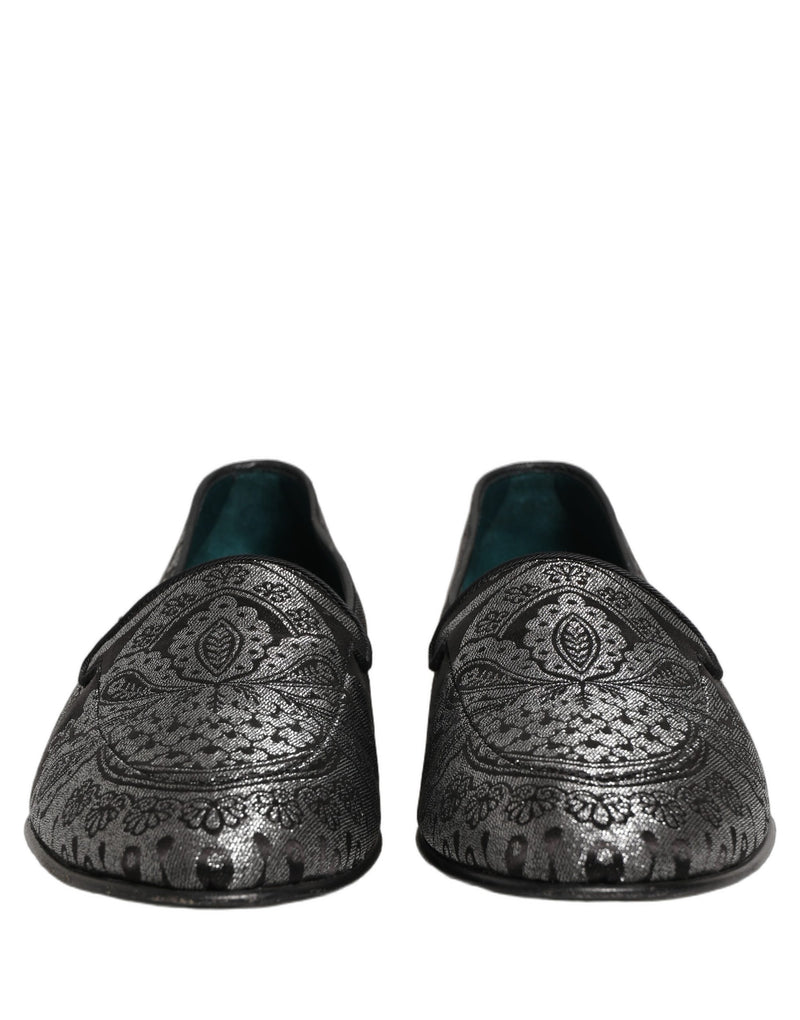 Mocassins à enfiler Dolce & Gabbana en cuir jacquard argenté