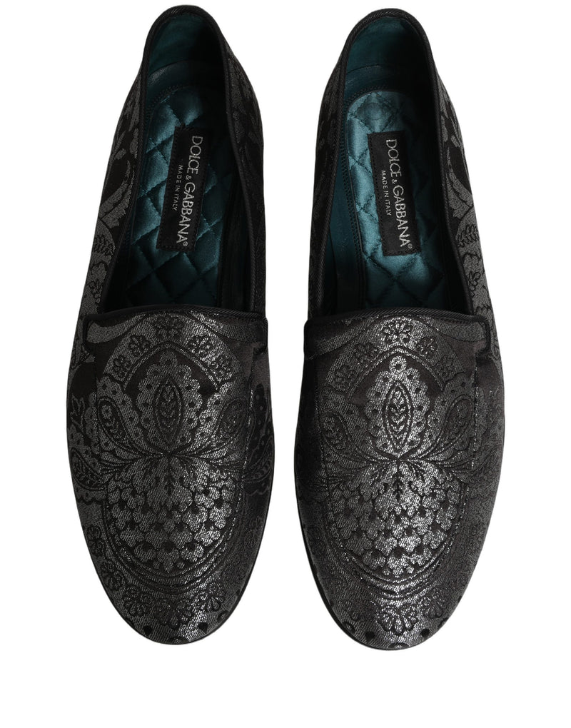 Mocassins à enfiler Dolce & Gabbana en cuir jacquard argenté
