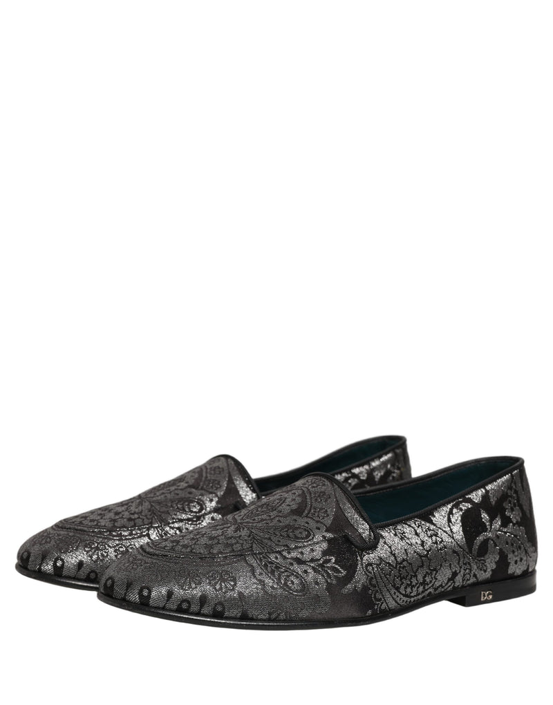 Mocassins à enfiler Dolce & Gabbana en cuir jacquard argenté