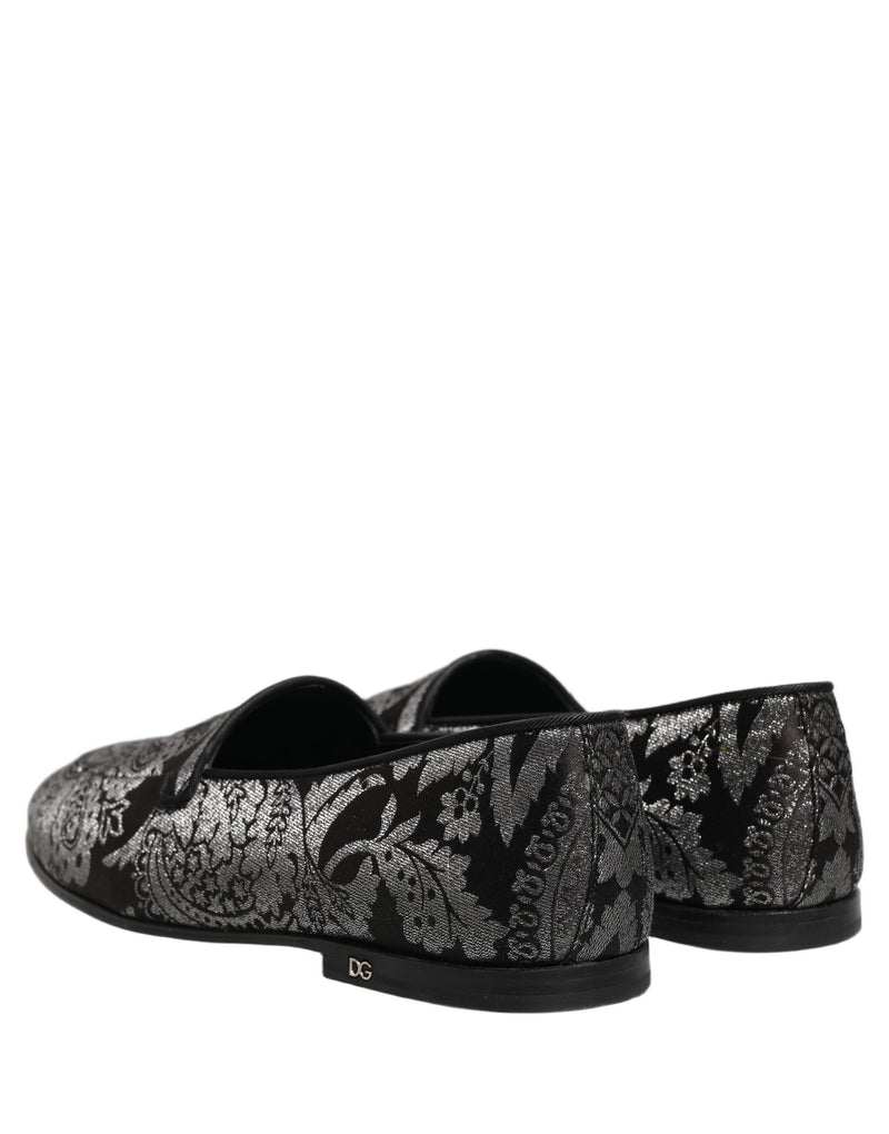 Mocassins à enfiler Dolce & Gabbana en cuir jacquard argenté