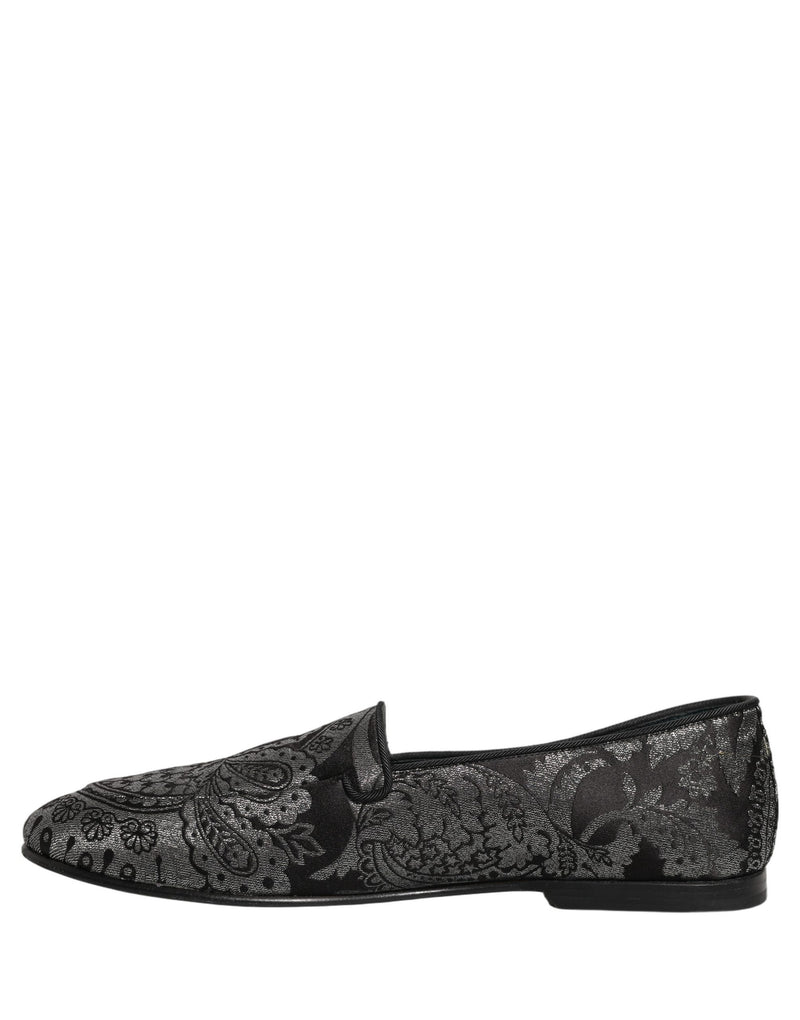 Mocassins à enfiler Dolce & Gabbana en cuir jacquard argenté