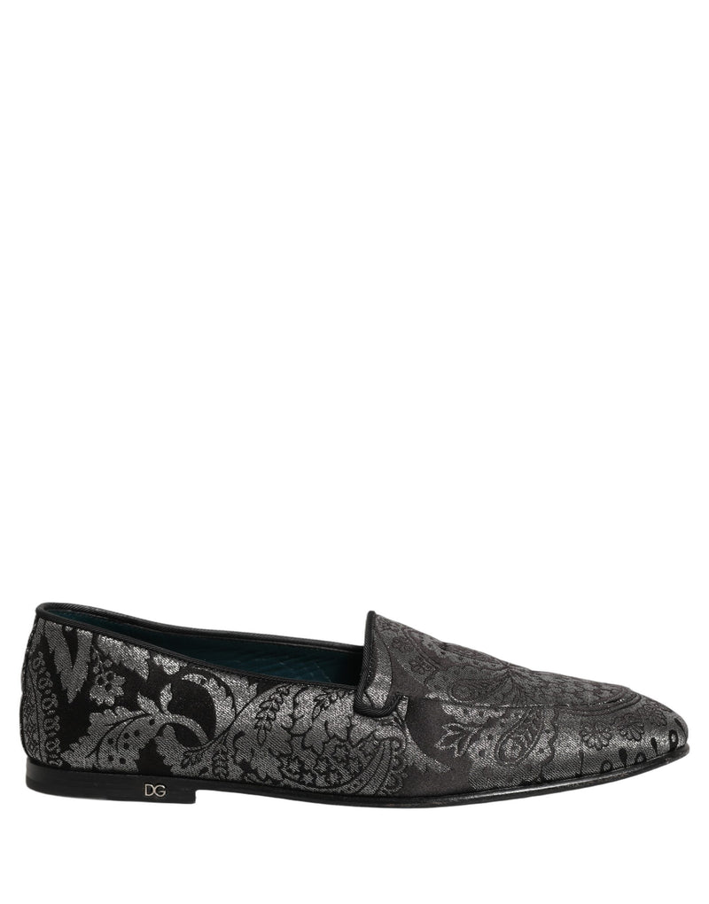 Mocassins à enfiler Dolce & Gabbana en cuir jacquard argenté