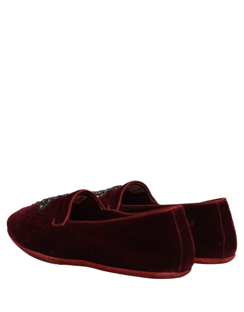 Sapatos sociais tipo loafer Dolce & Gabbana masculinos em camurça vermelha com aplicações