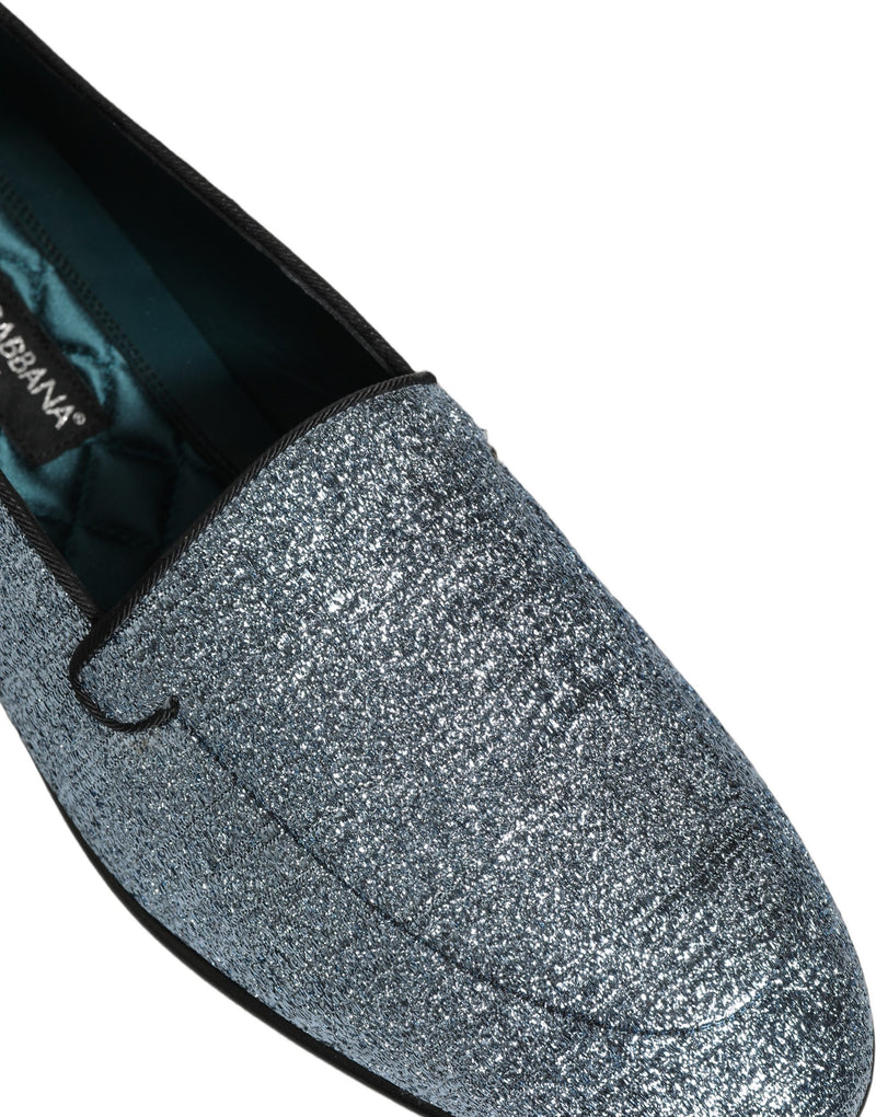 Mocasines de vestir de lúrex azul brillante con logotipo DG de Dolce & Gabbana