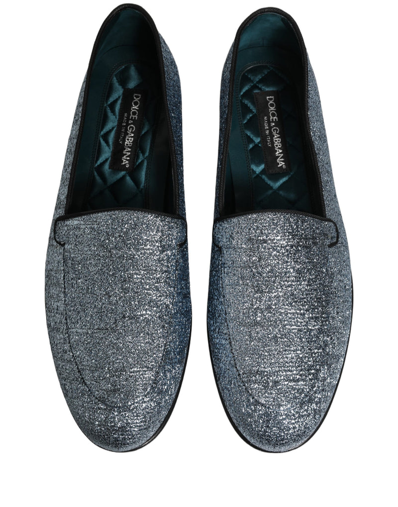 Mocasines de vestir de lúrex azul brillante con logotipo DG de Dolce & Gabbana