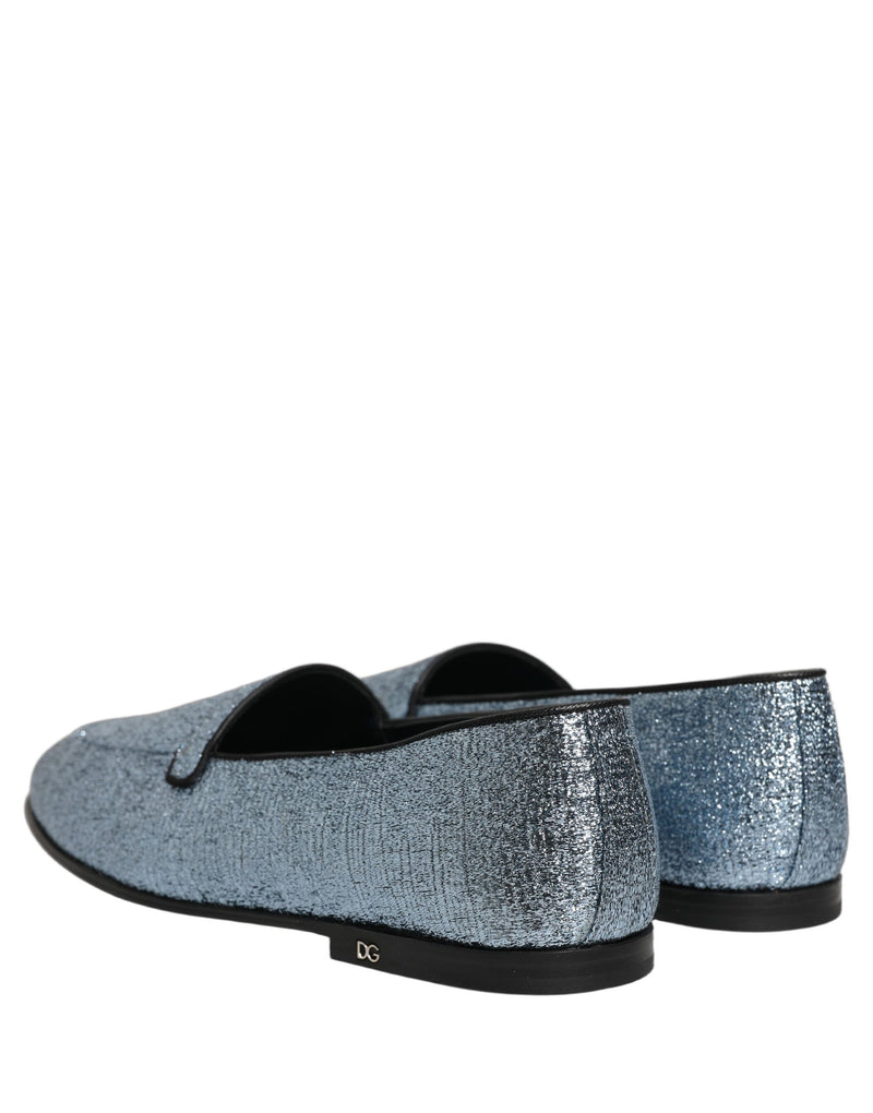Mocasines de vestir de lúrex azul brillante con logotipo DG de Dolce & Gabbana