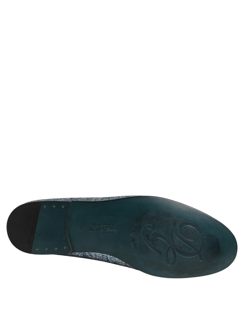 Mocasines de vestir de lúrex azul brillante con logotipo DG de Dolce & Gabbana