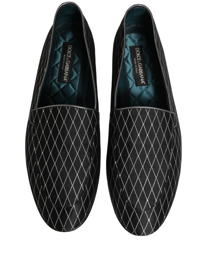 Mocassini in velluto nero con impunture a rombi Dolce & Gabbana