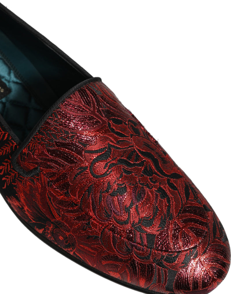 Mocassins slip-on en jacquard floral rouge Dolce & Gabbana