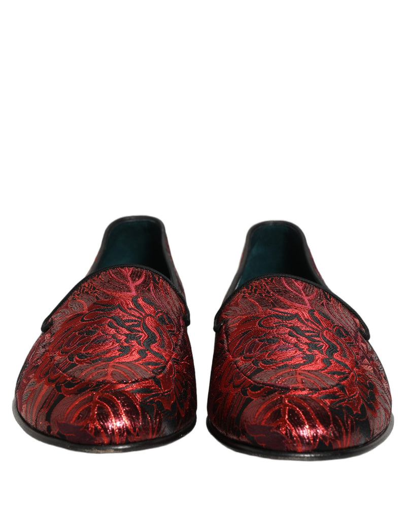 Mocassins slip-on en jacquard floral rouge Dolce & Gabbana