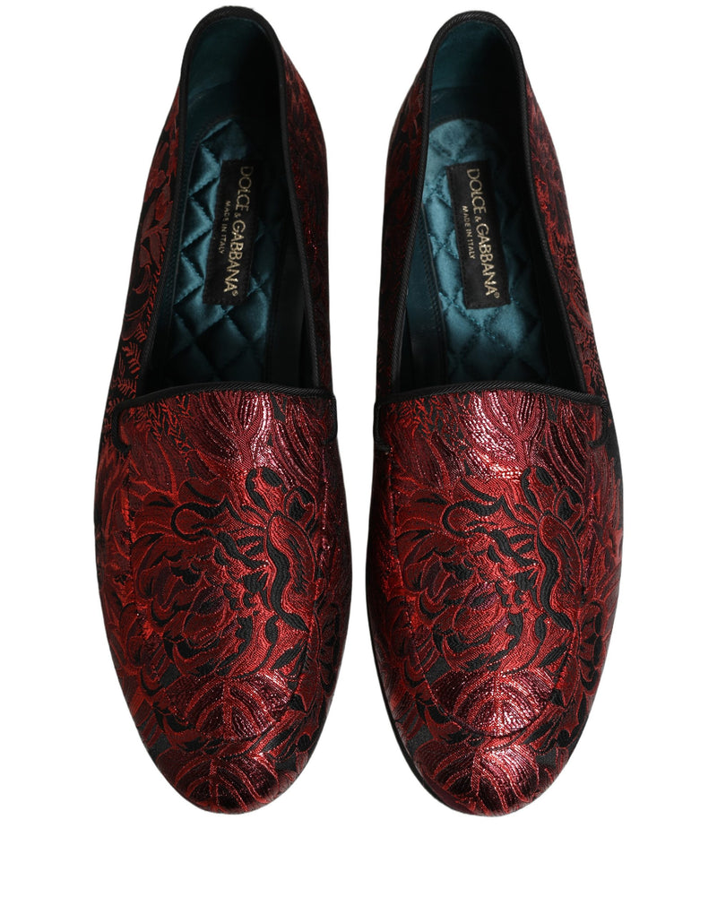 Mocassins slip-on en jacquard floral rouge Dolce & Gabbana