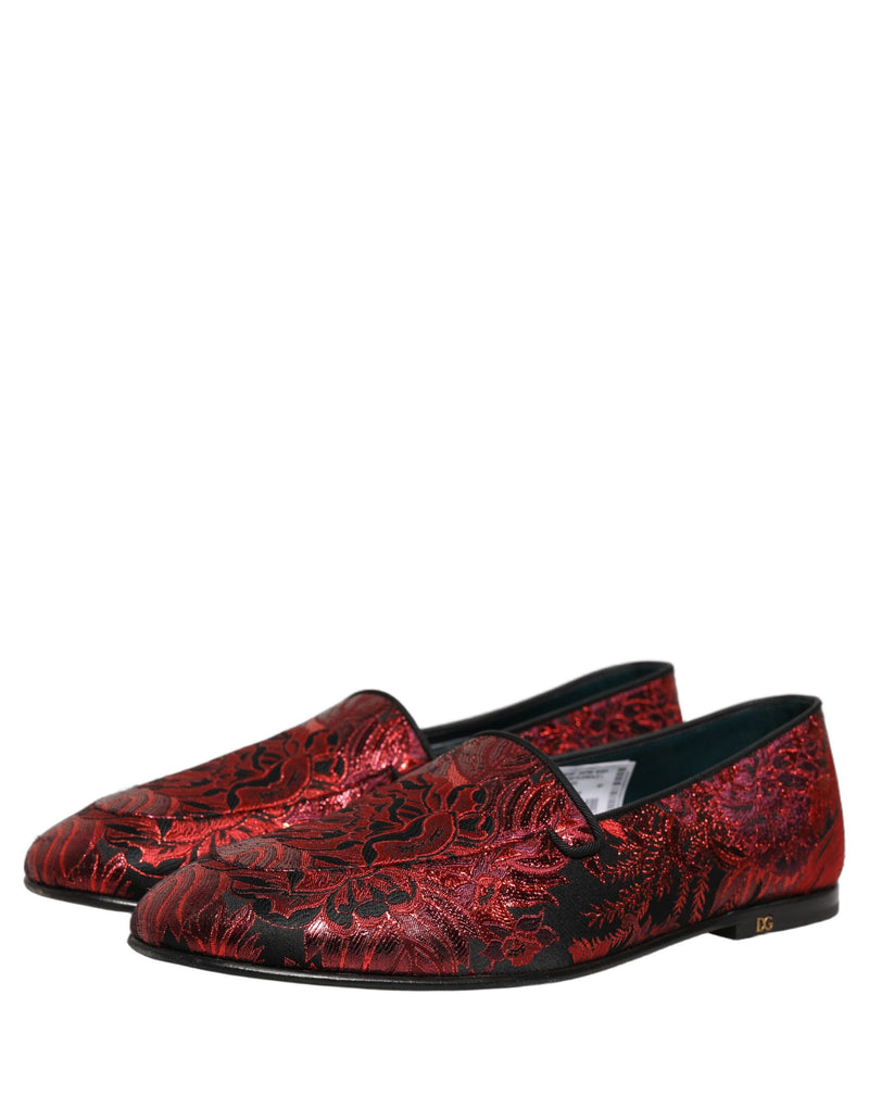 Mocassins slip-on en jacquard floral rouge Dolce & Gabbana