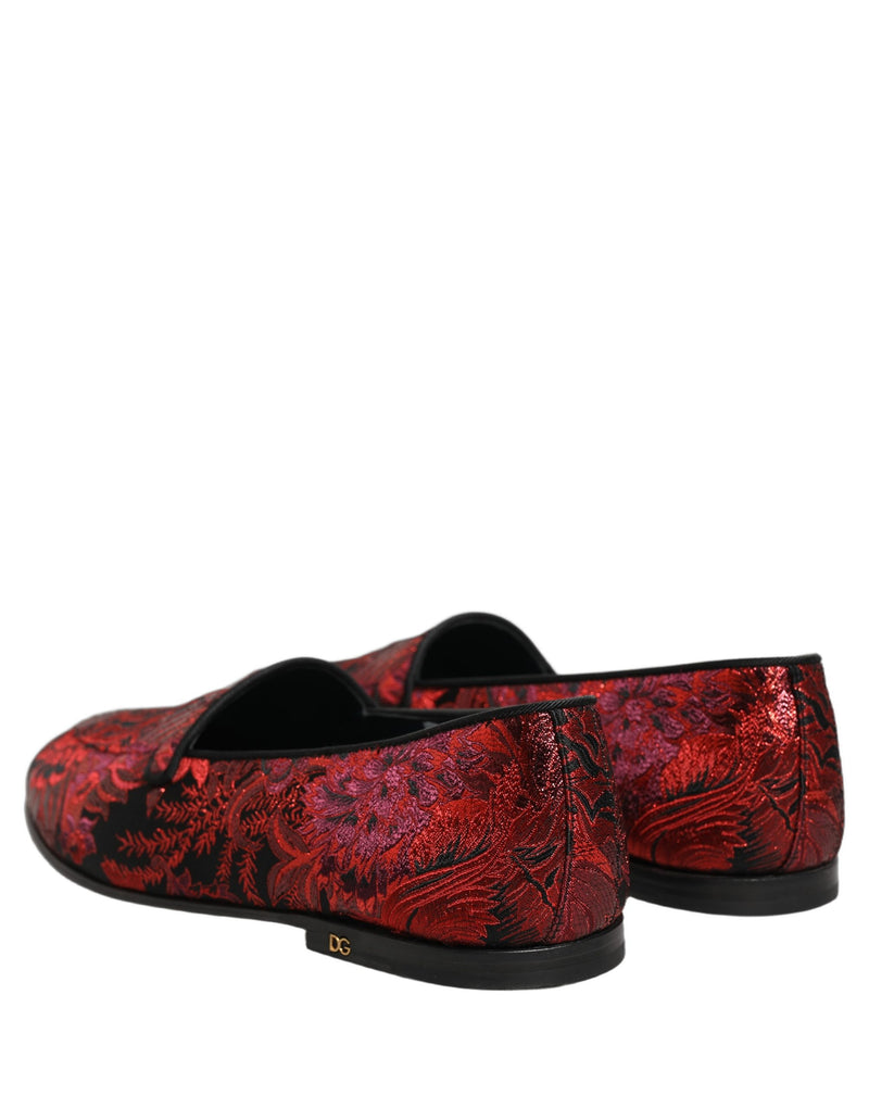 Mocassins slip-on en jacquard floral rouge Dolce & Gabbana