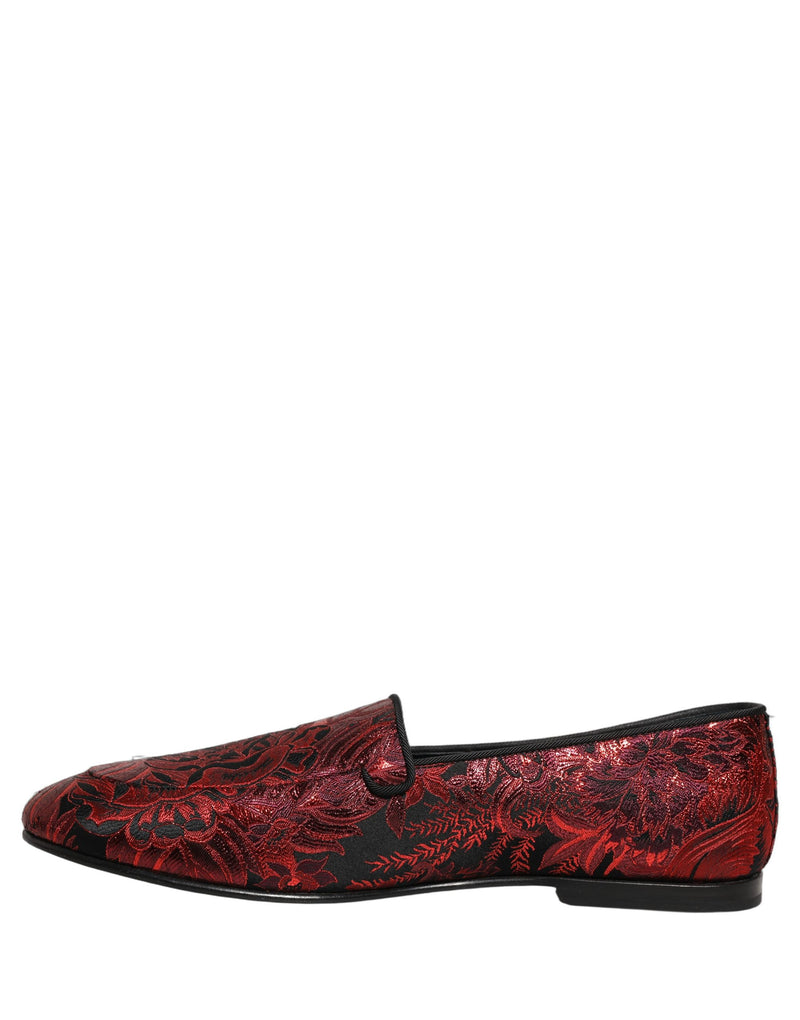 Mocassins slip-on en jacquard floral rouge Dolce & Gabbana