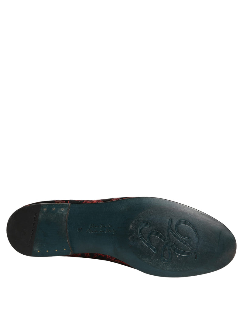 Mocassins slip-on en jacquard floral rouge Dolce & Gabbana