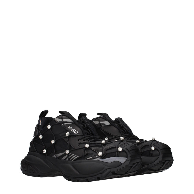 Versace Black Fabric Chunky Sneakers