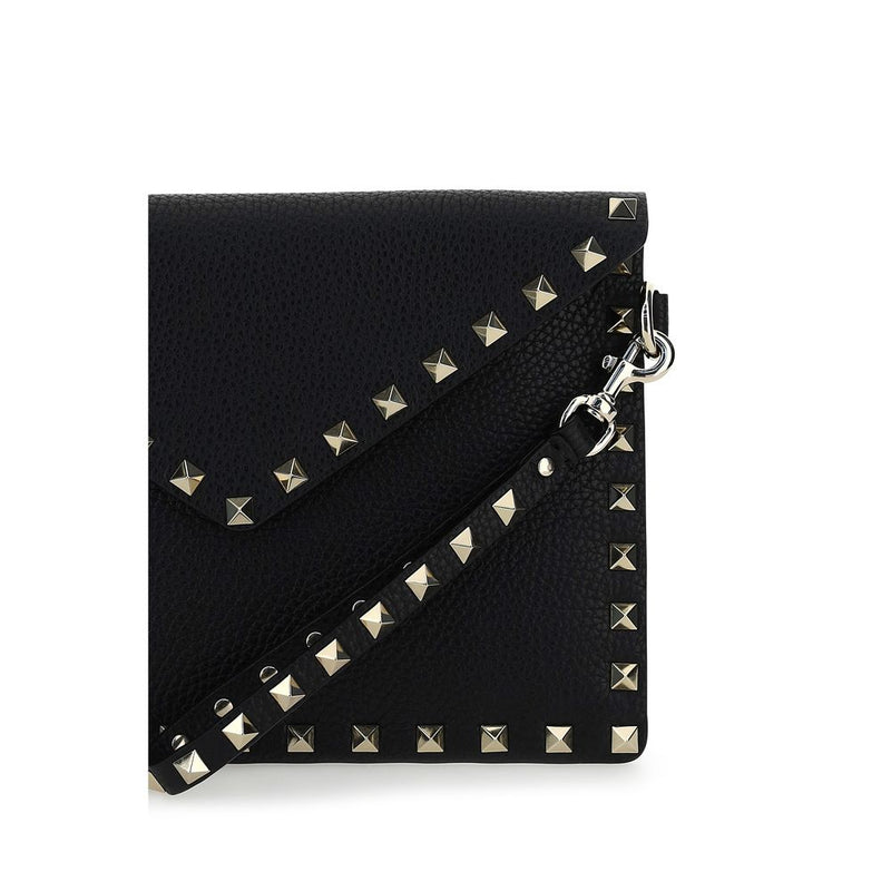 Valentino Garavani Black Calf Leather Bos Taurus Clutch Bag