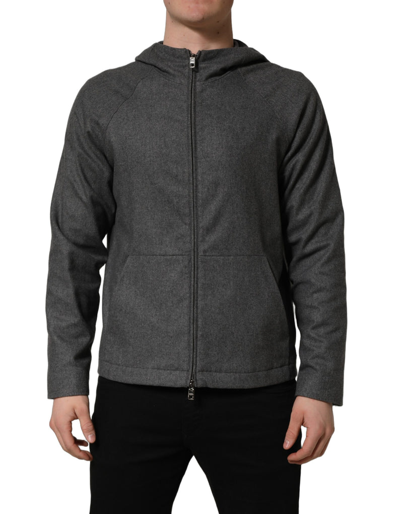 Veste bomber à capuche zippée en coton gris pour homme Dolce & Gabbana