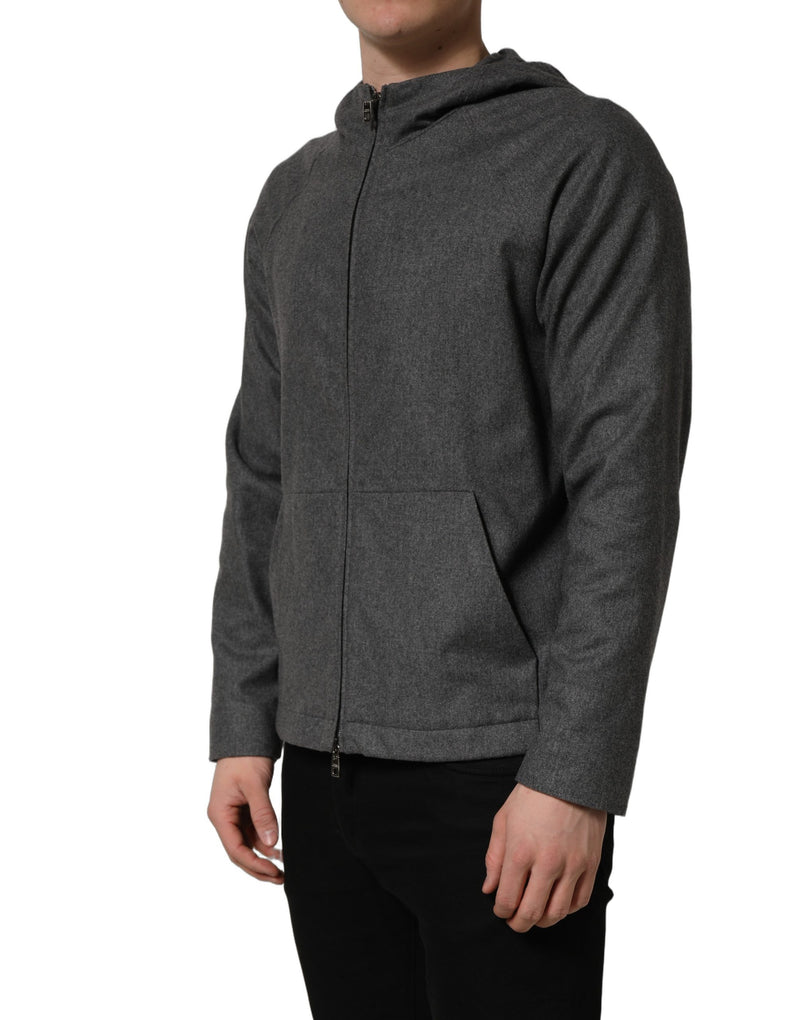 Veste bomber à capuche zippée en coton gris pour homme Dolce & Gabbana