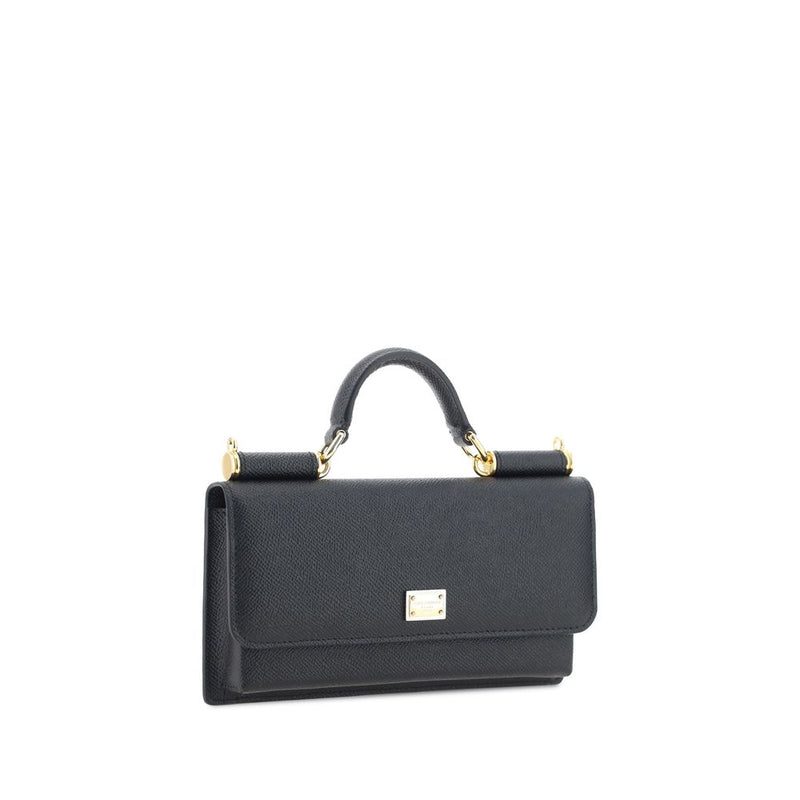 Dolce & Gabbana Black Calf Leather Bos Taurus Shoulder Bag