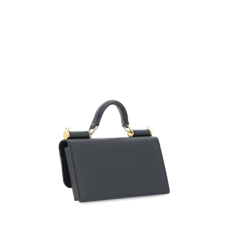 Dolce & Gabbana Black Calf Leather Bos Taurus Shoulder Bag