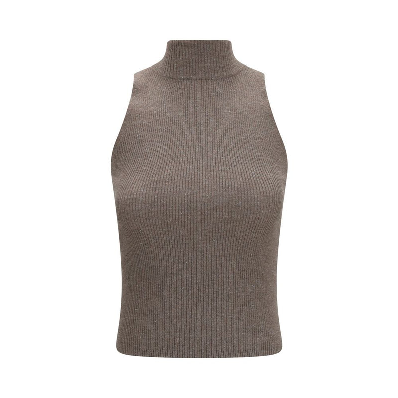 Brunello Cucinelli Brown Cashmere Sleeveles Sweater