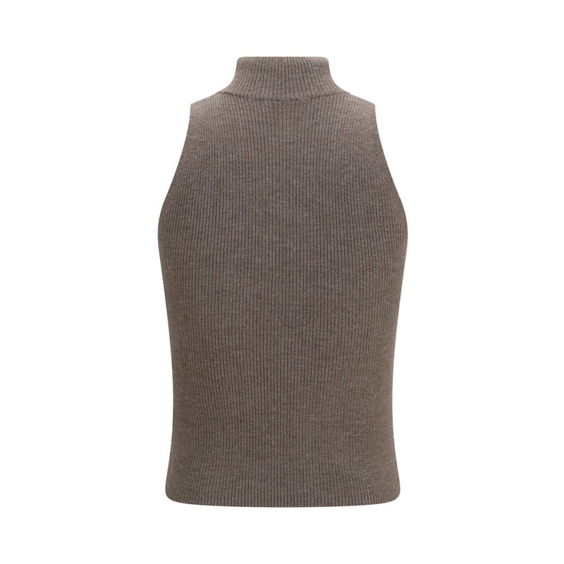 Brunello Cucinelli Brown Cashmere Sleeveles Sweater
