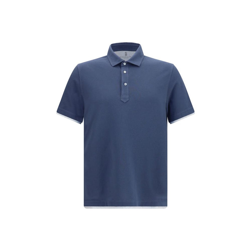 Brunello Cucinelli Blue Cotton Polo Shirt
