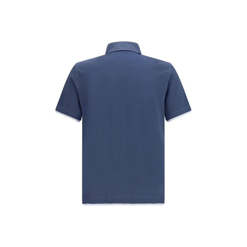 Brunello Cucinelli Blue Cotton Polo Shirt