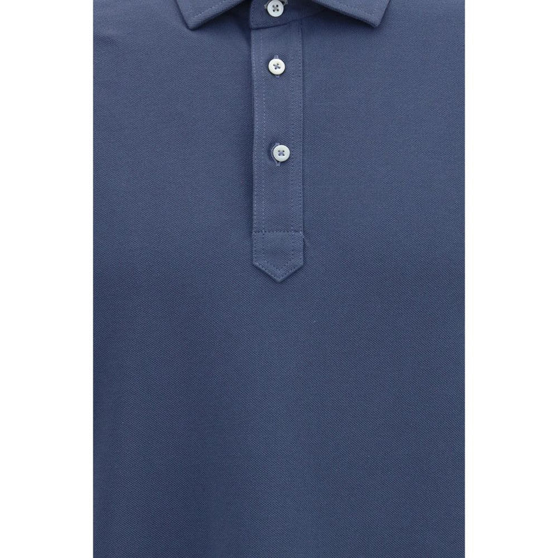 Brunello Cucinelli Blue Cotton Polo Shirt