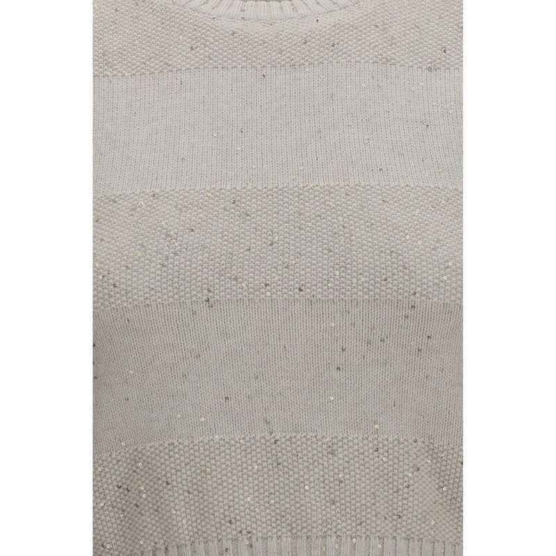 Brunello Cucinelli Beige Cotton Sleeveles Sweater