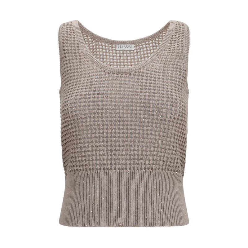 Brunello Cucinelli Beige Cotton Tank Tops