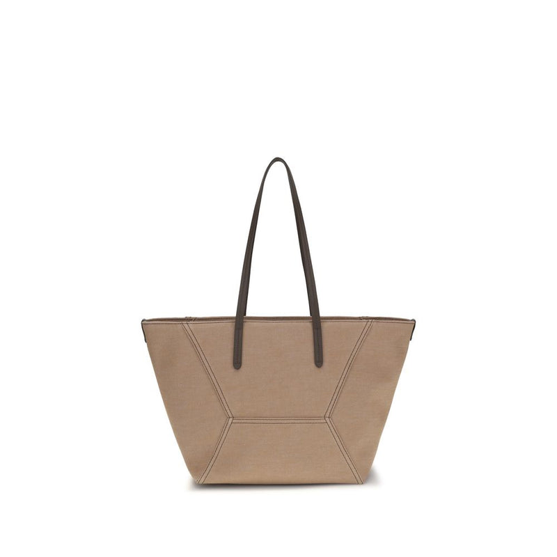 Brunello Cucinelli Beige Cotton Shoulder Bag