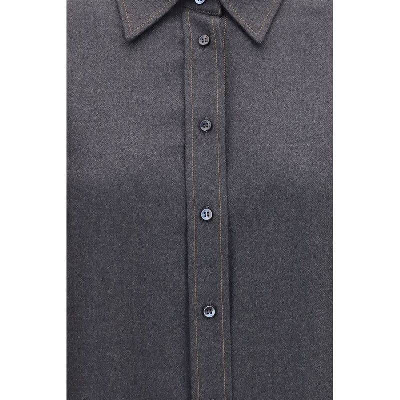 Brunello Cucinelli Gray Wool Oves Aries Dress Shirt