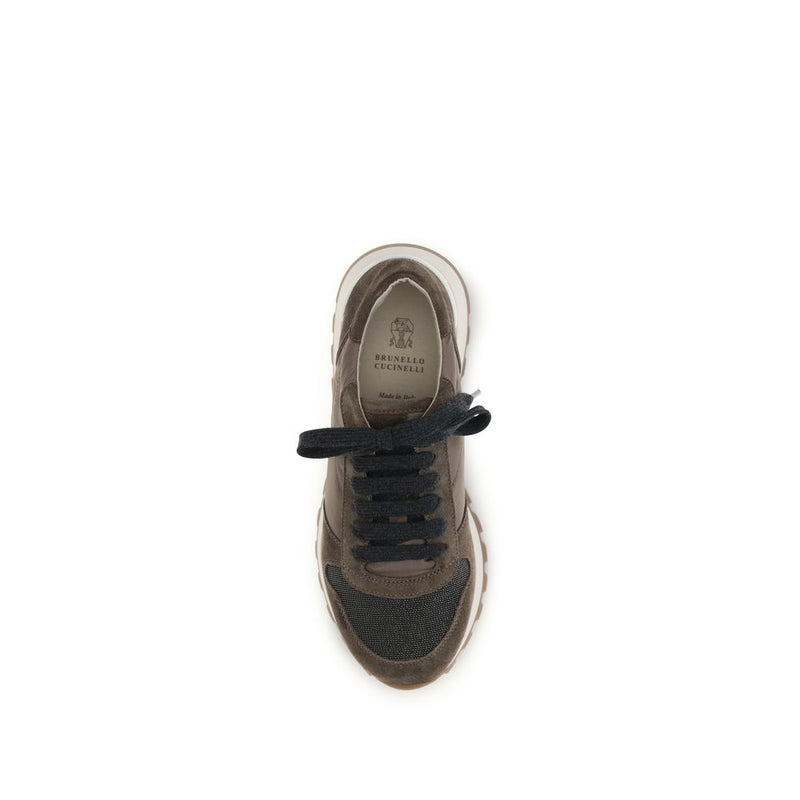 Brunello Cucinelli Brown Calf Leather Bos Taurus Athletic Sneakers