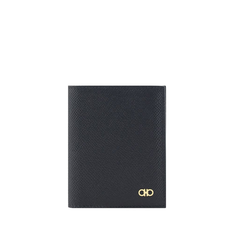 Ferragamo Black Calf Leather Bos Taurus Wallet