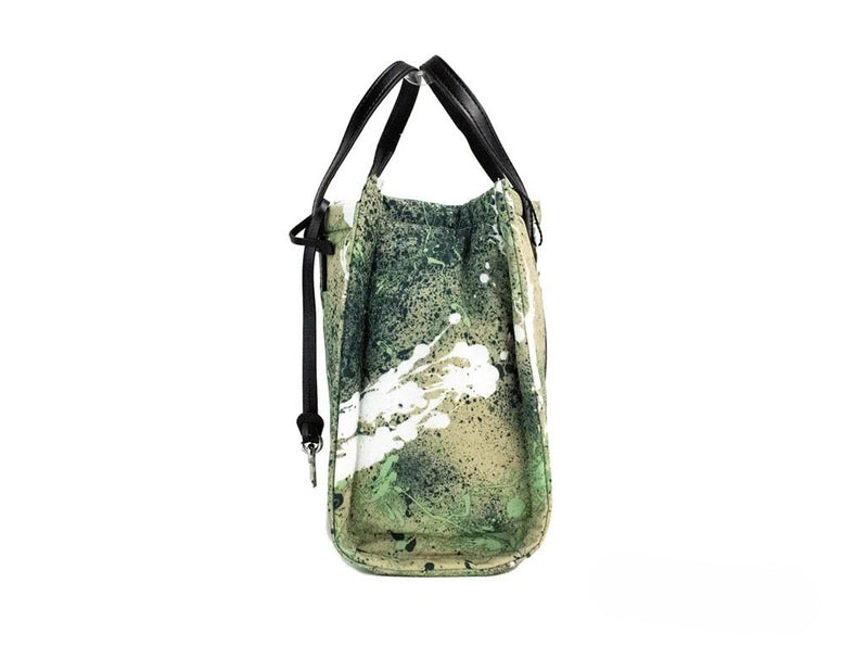 Bolsa tote tiracolo de náilon verde com estampa multicolorida de respingos de tinta Marc Jacobs