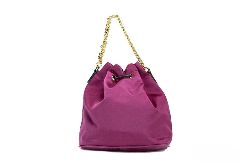 Petit sac seau bandoulière en nylon Medusa à chaîne avec pendentif Dahlia Versace