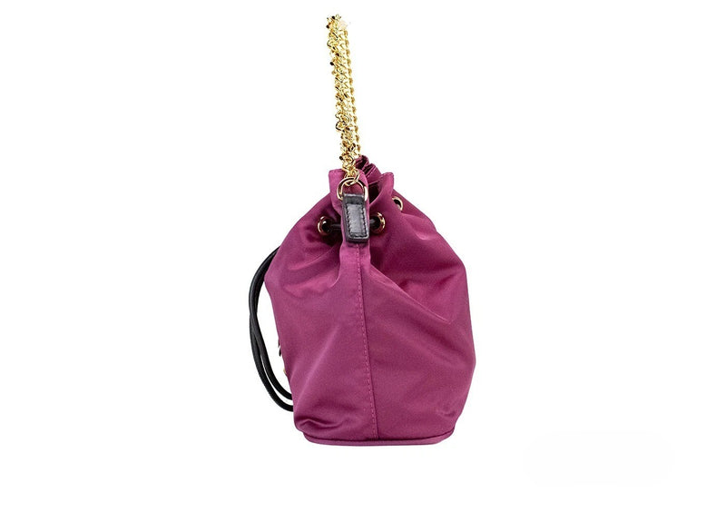 Petit sac seau bandoulière en nylon Medusa à chaîne avec pendentif Dahlia Versace