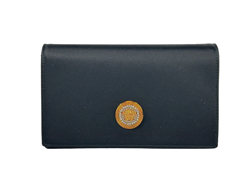Bolsa carteira transversal preta com corrente Versace Mini