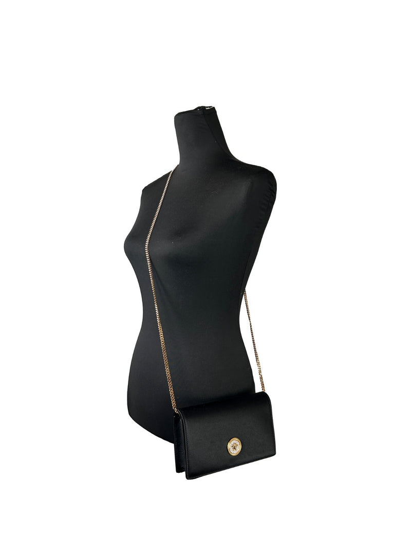 Bolsa carteira transversal preta com corrente Versace Mini