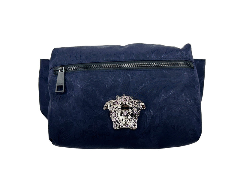Riñonera de nylon azul marino con Medusa de Versace