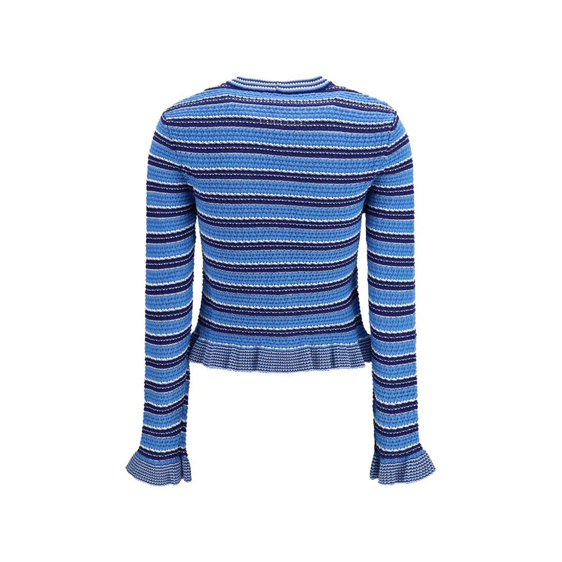 Ganni Blue Cotton Cardigan