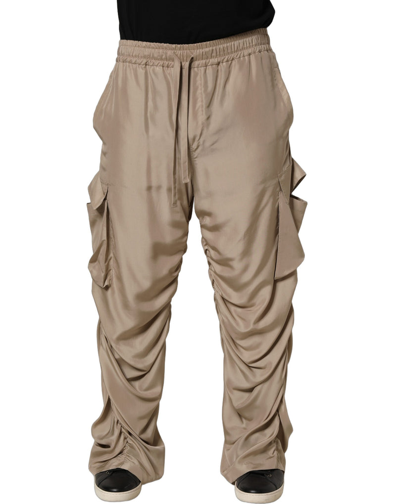 Pantaloni jogger cargo parachute arricciati marroni da uomo Dolce & Gabbana
