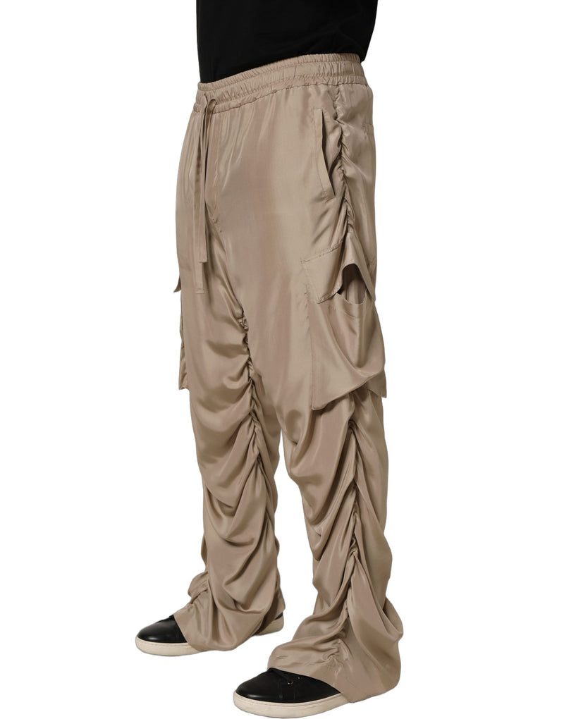 Pantaloni jogger cargo parachute arricciati marroni da uomo Dolce & Gabbana