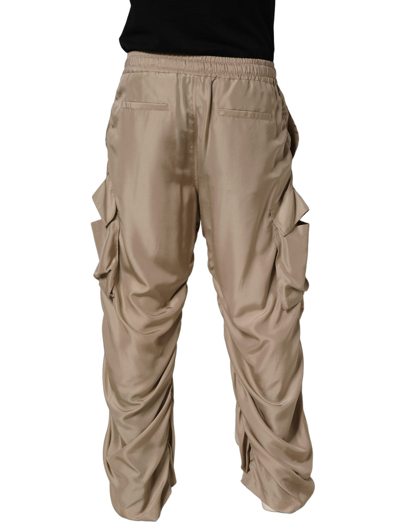 Pantaloni jogger cargo parachute arricciati marroni da uomo Dolce & Gabbana