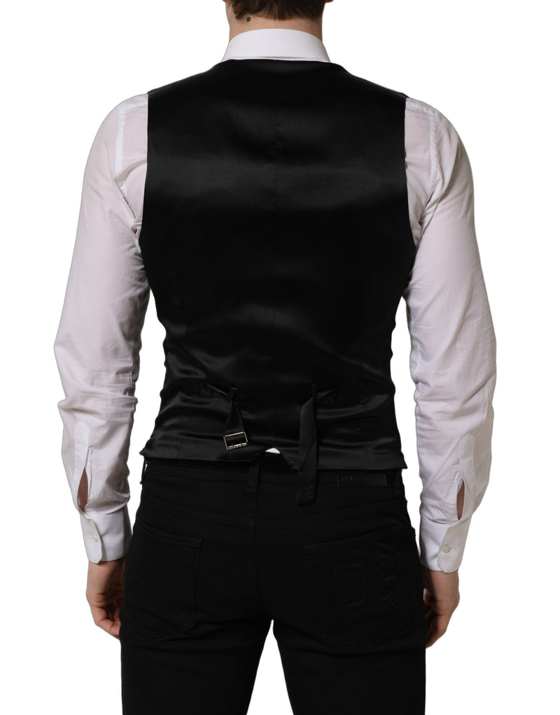 Chaleco sastre negro de lana de botonadura sencilla de Dolce & Gabbana