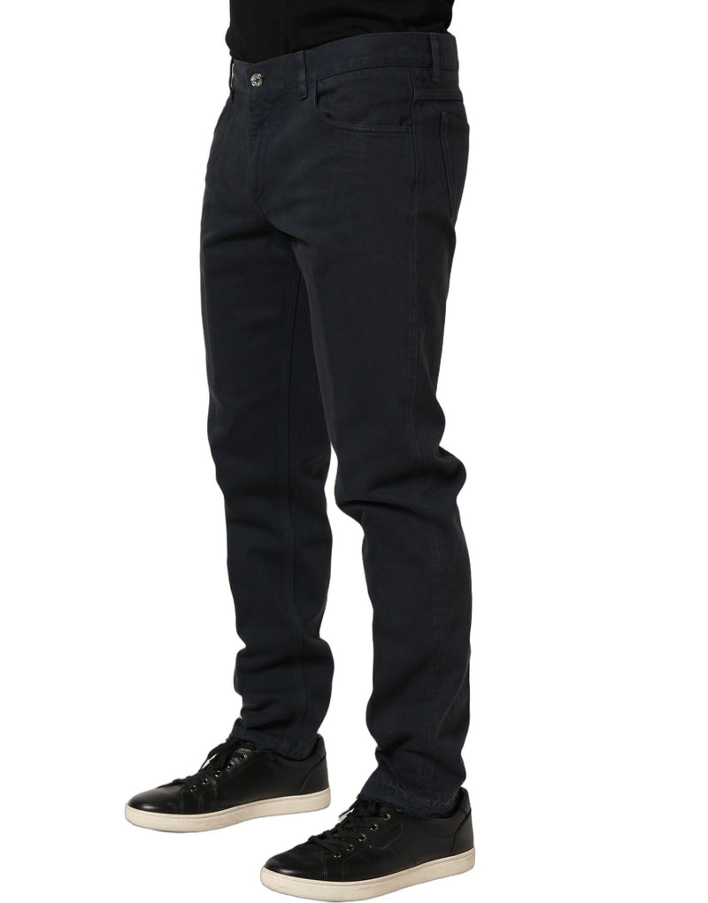 Jeans skinny da uomo in cotone nero a vita media Dolce & Gabbana