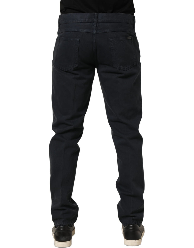 Jeans skinny da uomo in cotone nero a vita media Dolce & Gabbana