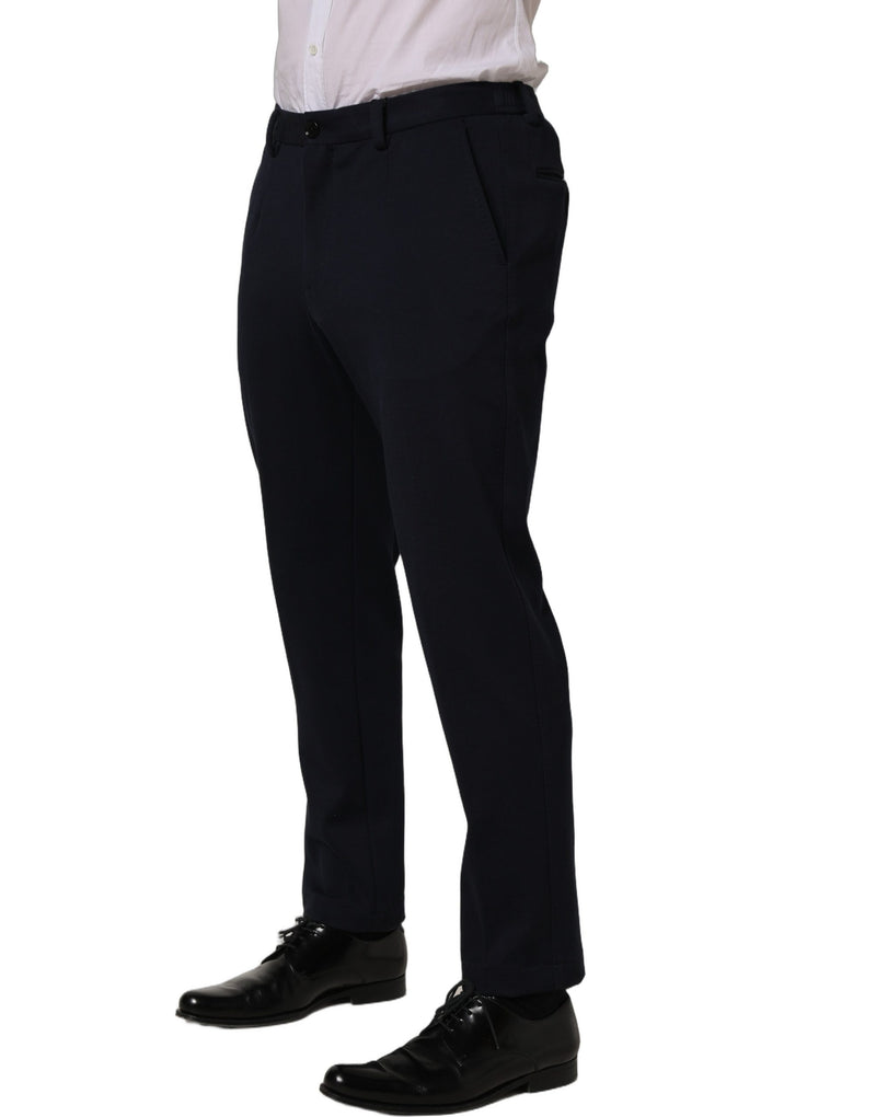 Pantalones de vestir ajustados de algodón negro de Dolce & Gabbana